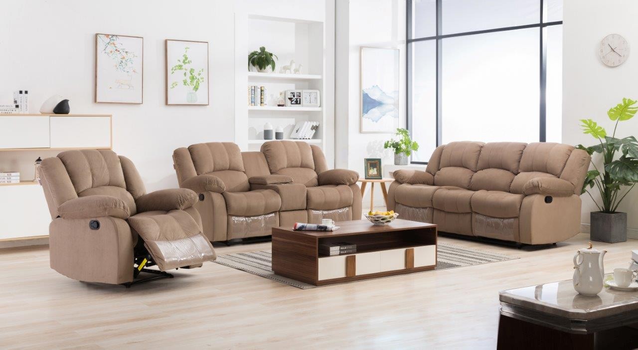 Terrence Fabric Sofa Set - Light Brown