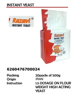 Razavi Instant Yeast 20Packs of 500g
